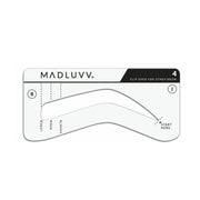 Eyebrow Stencil #4 by MAD LUVV designed for medium/thick brow hair, with guidelines for length and arch.