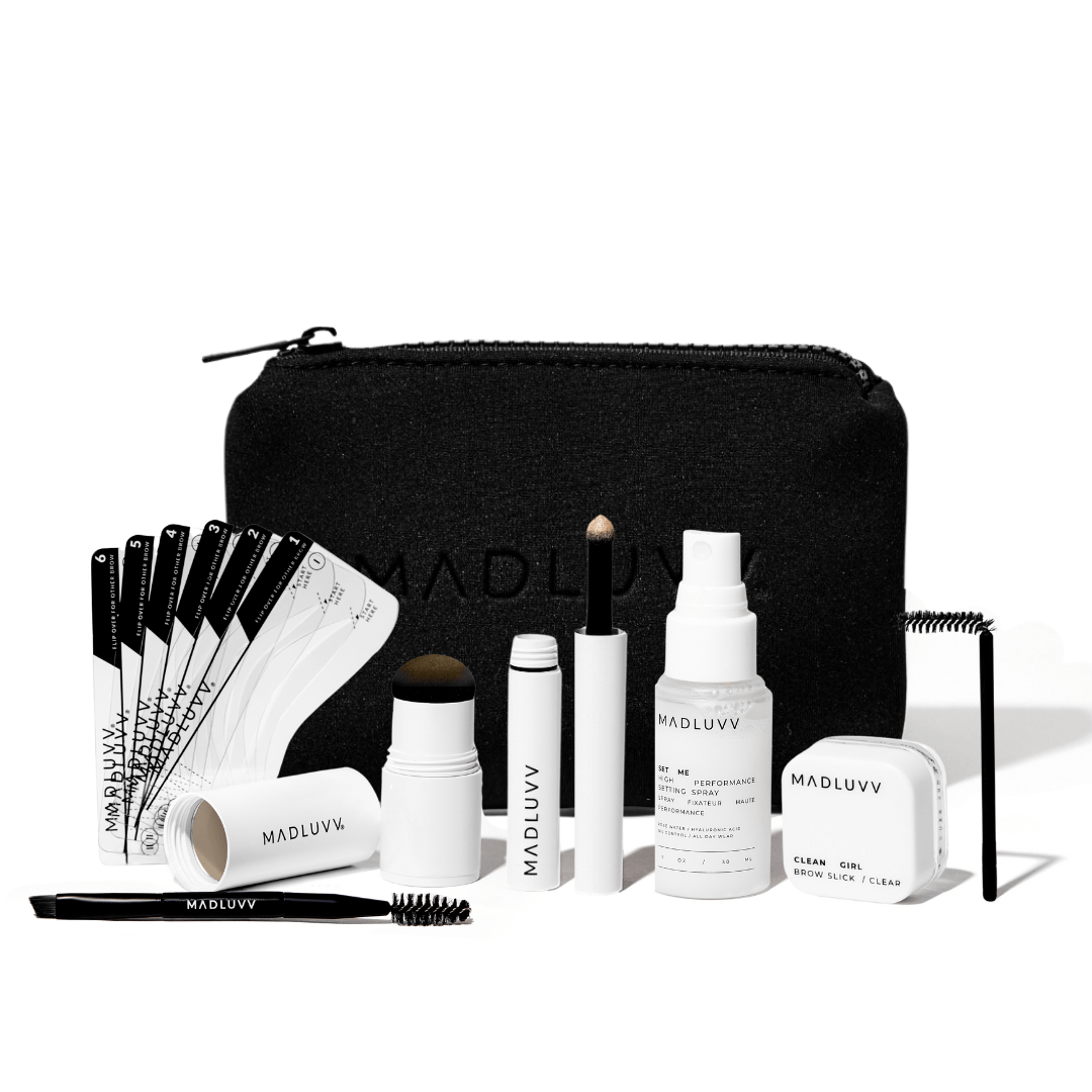 Eyebrow Makeup Bundle Kit - Brow Stamp™ and Full-Zip Travel Pouch - Madluvv