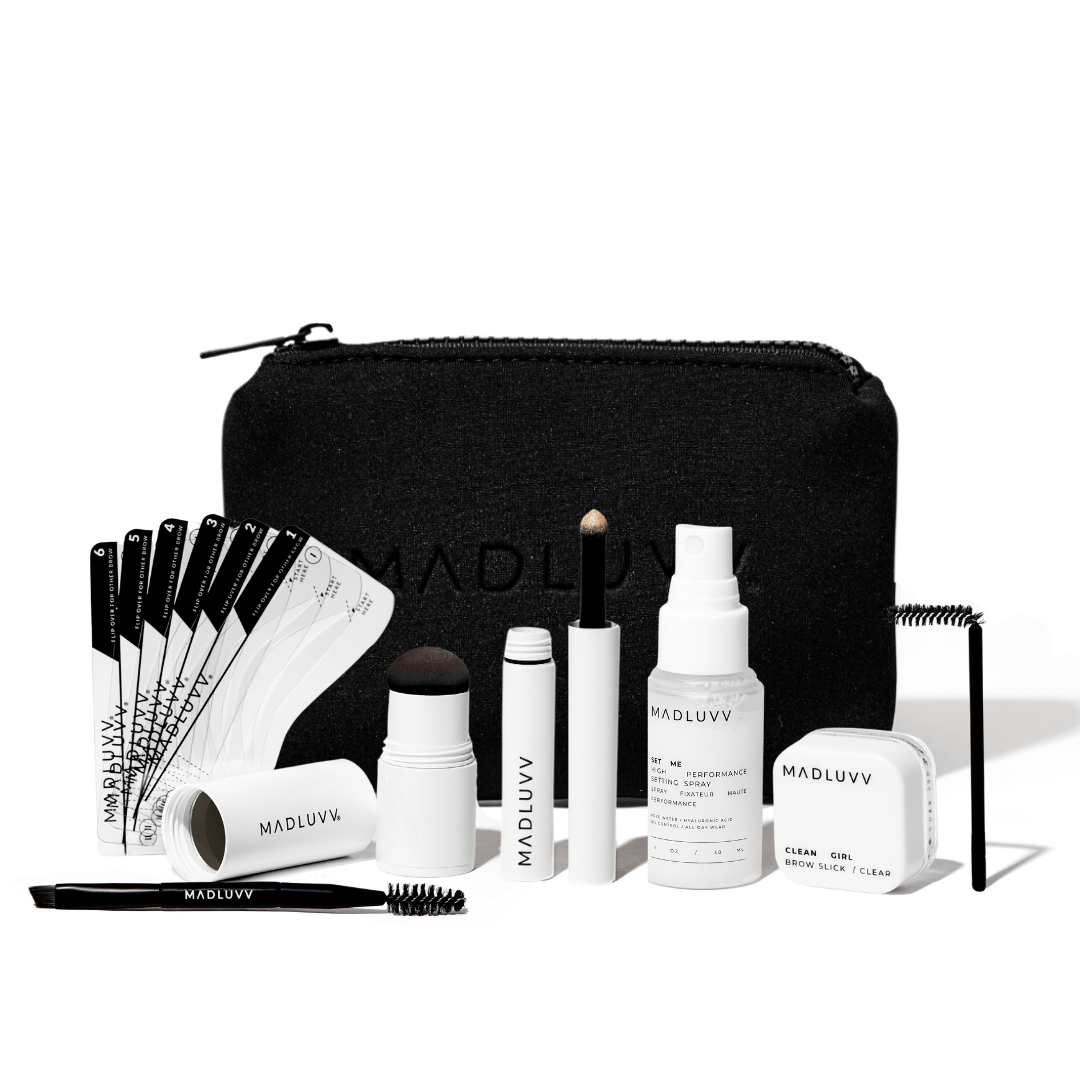 Eyebrow Makeup Bundle Kit - Brow Stamp™ and Full-Zip Travel Pouch - Madluvv