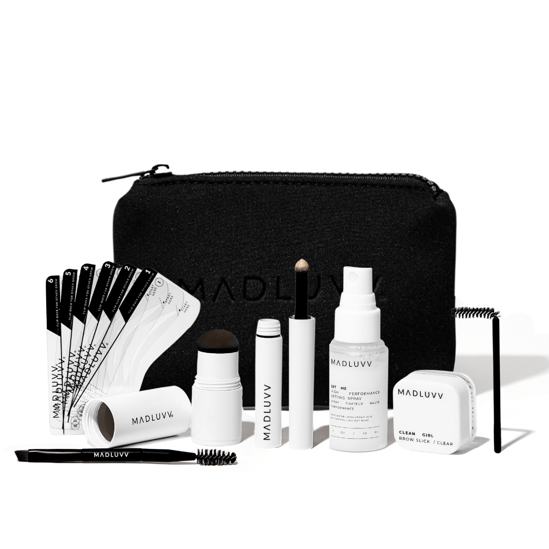 Eyebrow Makeup Bundle Kit - Brow Stamp™ and Full-Zip Travel Pouch - Madluvv