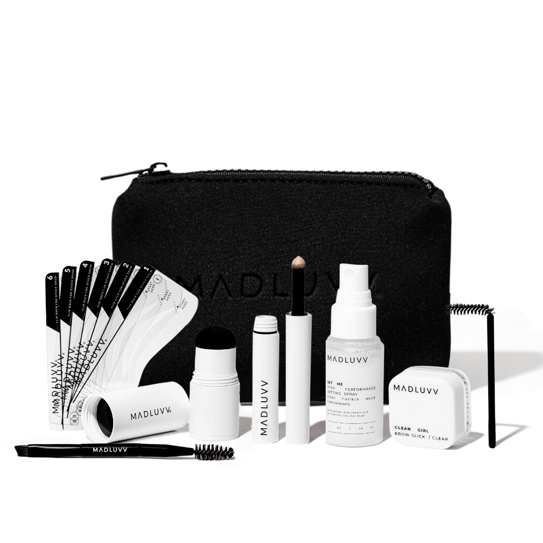 Eyebrow Makeup Bundle Kit - Brow Stamp™ and Full-Zip Travel Pouch - Madluvv