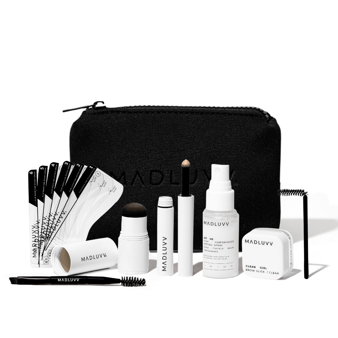 Eyebrow Makeup Bundle Kit - Brow Stamp™ and Full-Zip Travel Pouch - Madluvv