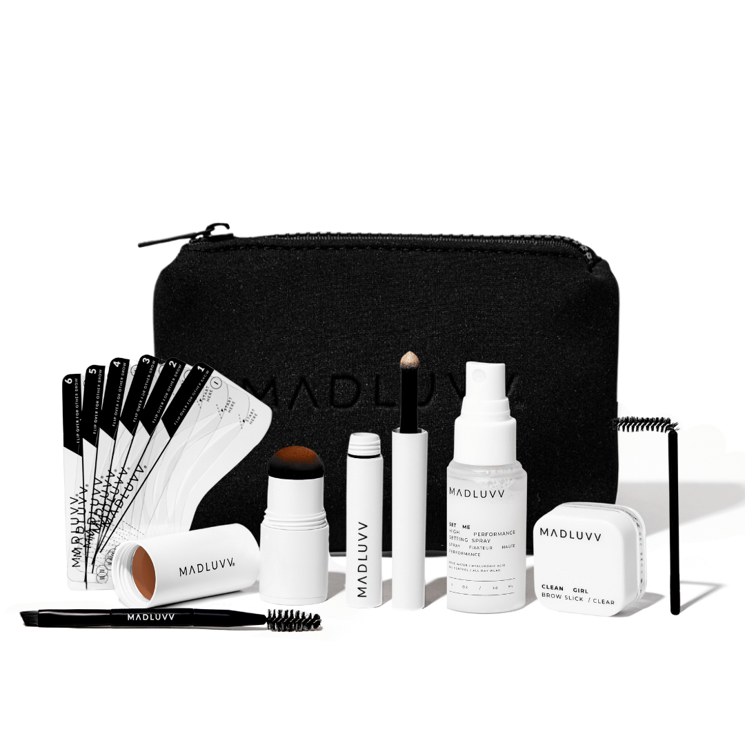 Eyebrow Makeup Bundle Kit - Brow Stamp™ and Full-Zip Travel Pouch - Madluvv