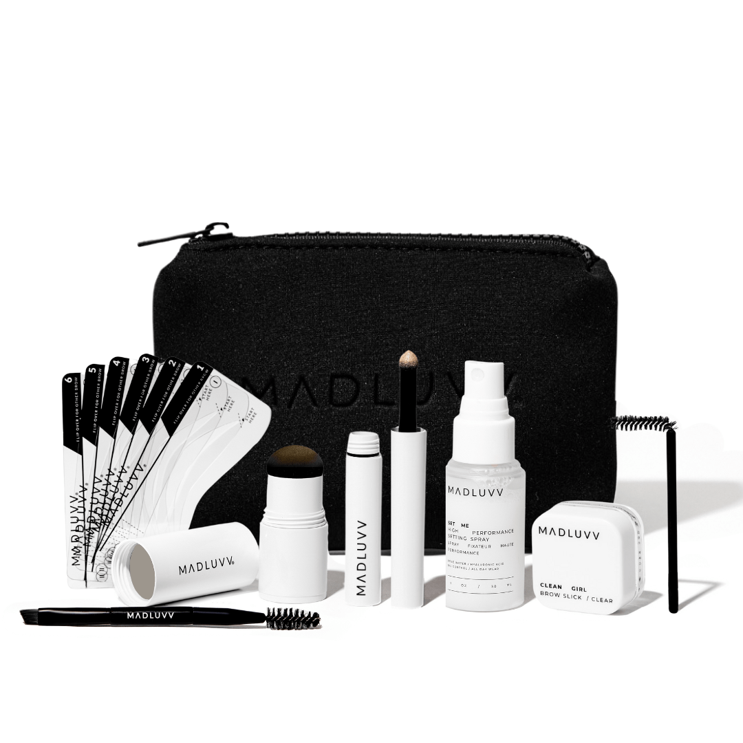 Light Grey Eyebrow Makeup Bundle Kit - Brow Stamp™ and Full-Zip Travel Pouch - Madluvv