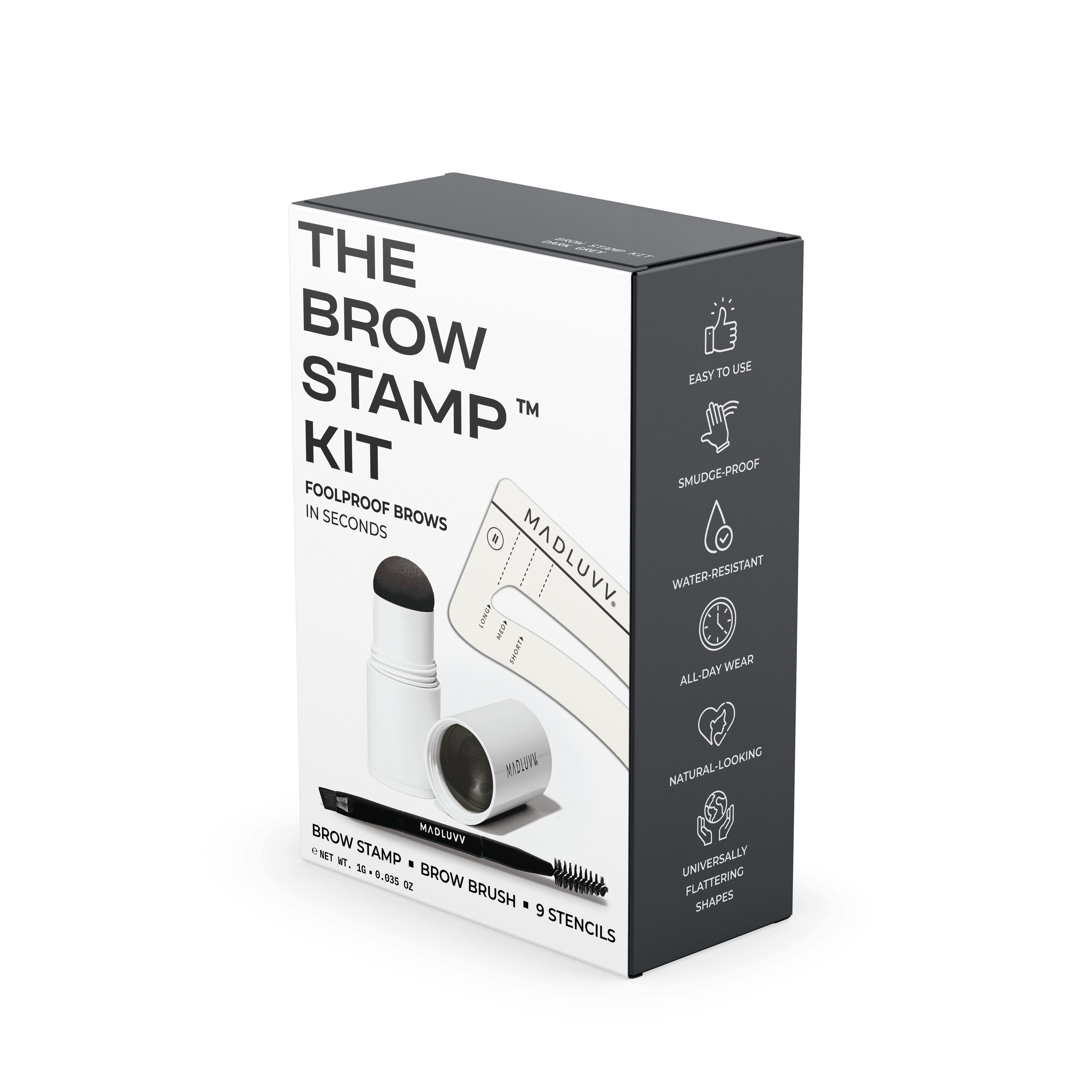 Load video: dark grey eyebrow stamp kit