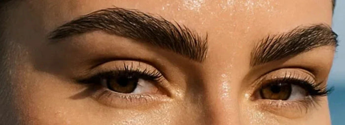 Close up of thick brows