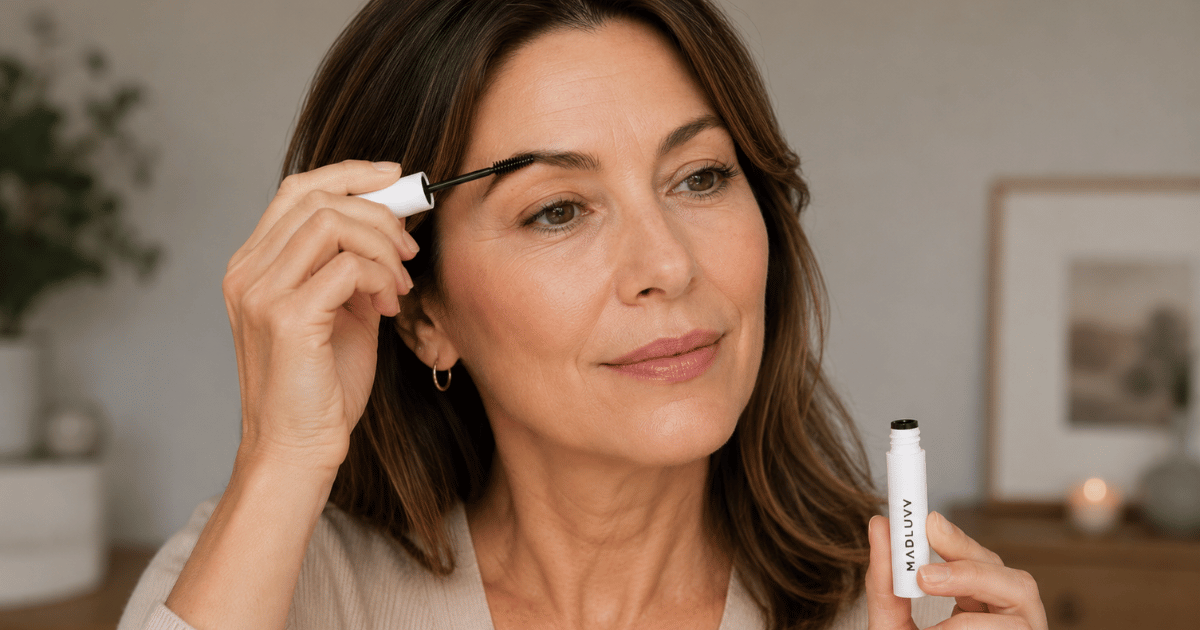 a woman age 45+ with soft, natural-looking brows