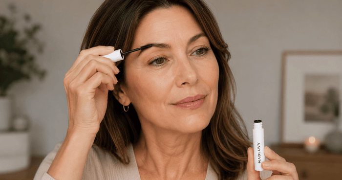 a woman age 45+ with soft, natural-looking brows