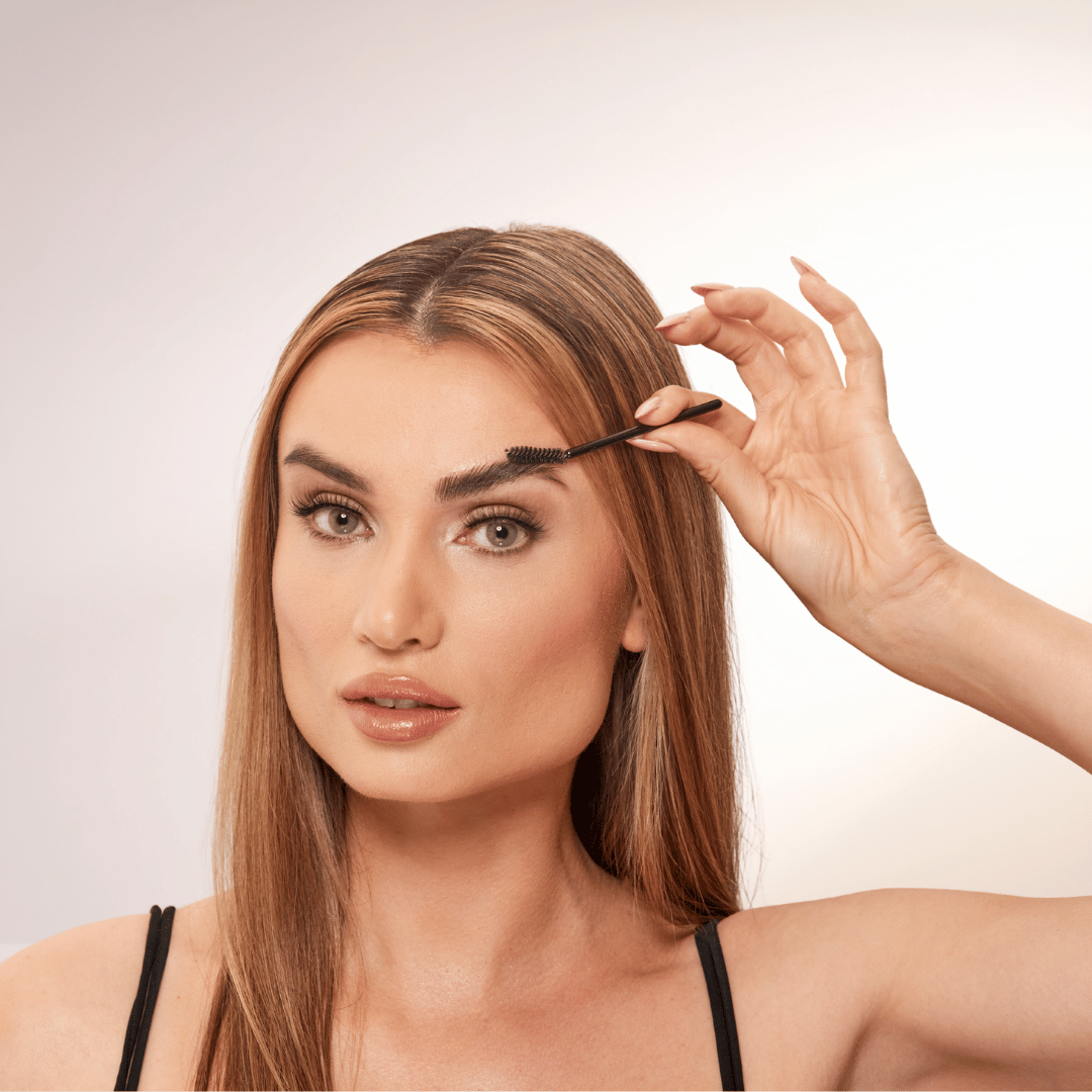 well-shaped brows framing the eyes