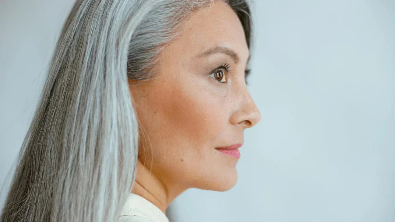 Woman with grey hair