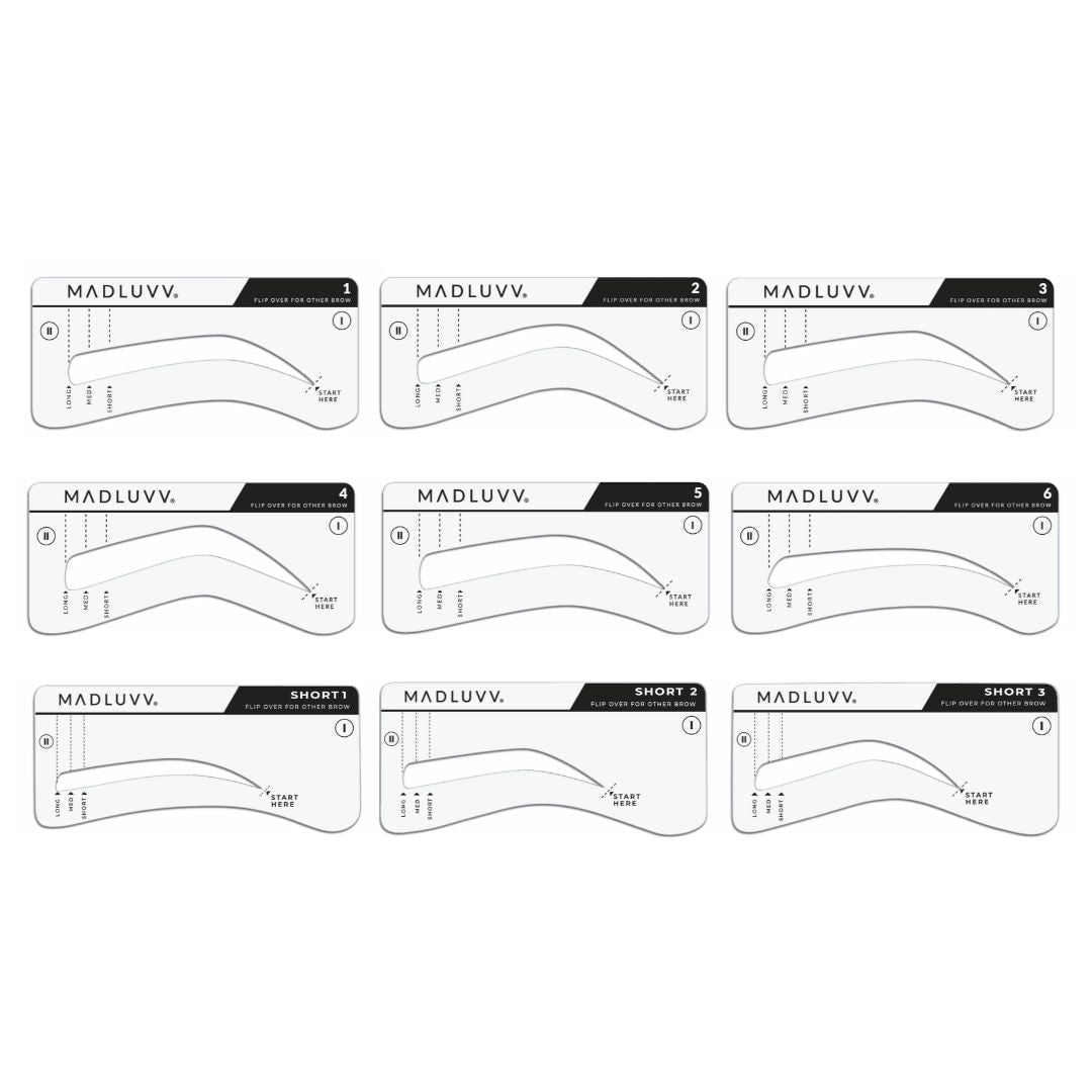 Set of 9 Brow Stamp Kit Eyebrow Stencils
