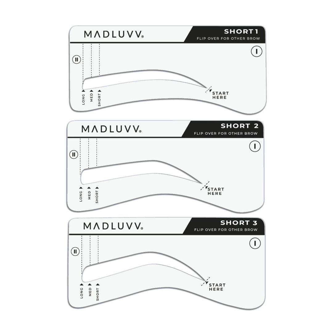 Set of 3 Brow Stamp Kit Short Small Eyebrow Stencils