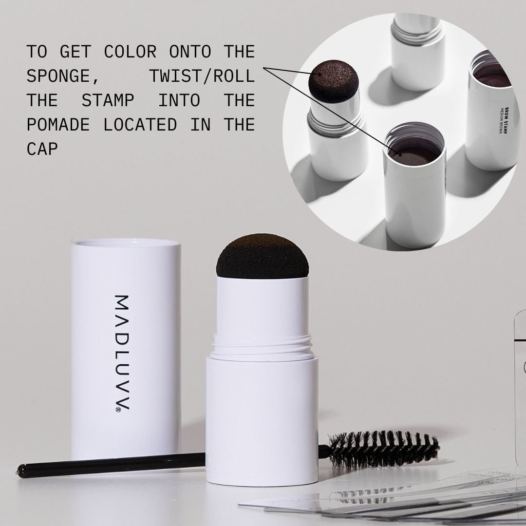 Medium Brown Brow Stamp showing the pomade is located inside the cap